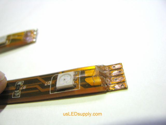 Coating peeled off of the end of flexible LED strip